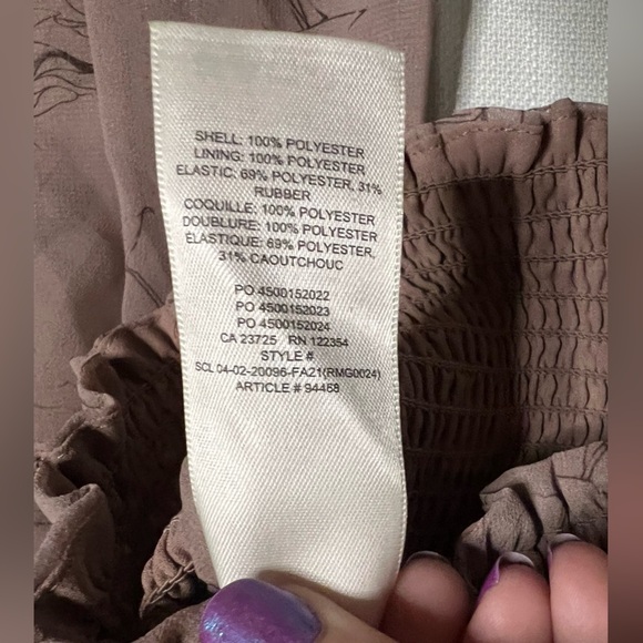 Aritzia Wilfred Purple Floral Smoked Long Sleeve Saga Cropped Blouse XS - Picture 10 of 11